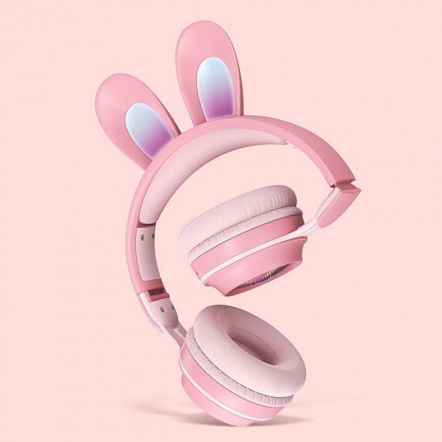 Беспроводные наушники Rabbit Ear KE-01 с LED подсветкой Розовый (KE-01) - фото 2