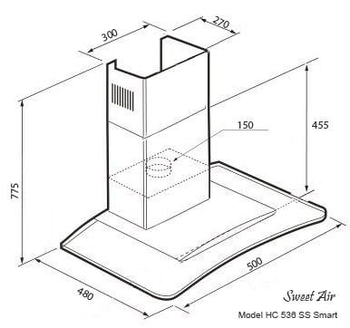 Витяжка Sweet Air HC 536 Smart 1200 LED з гофротрубою нержавіюча сталь (202) - фото 7 Витяжка Sweet Air HC 536 Smart 1200 LED з гофротрубою нержавіюча сталь (202) - фото 7