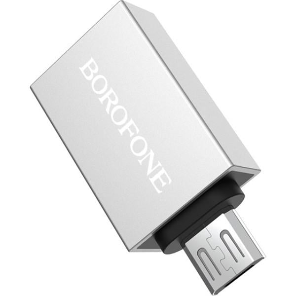 Адаптер-перехідник Borofone adapter USB-A to Micro-USB OTG support USB 3,0 Grey (BV2)