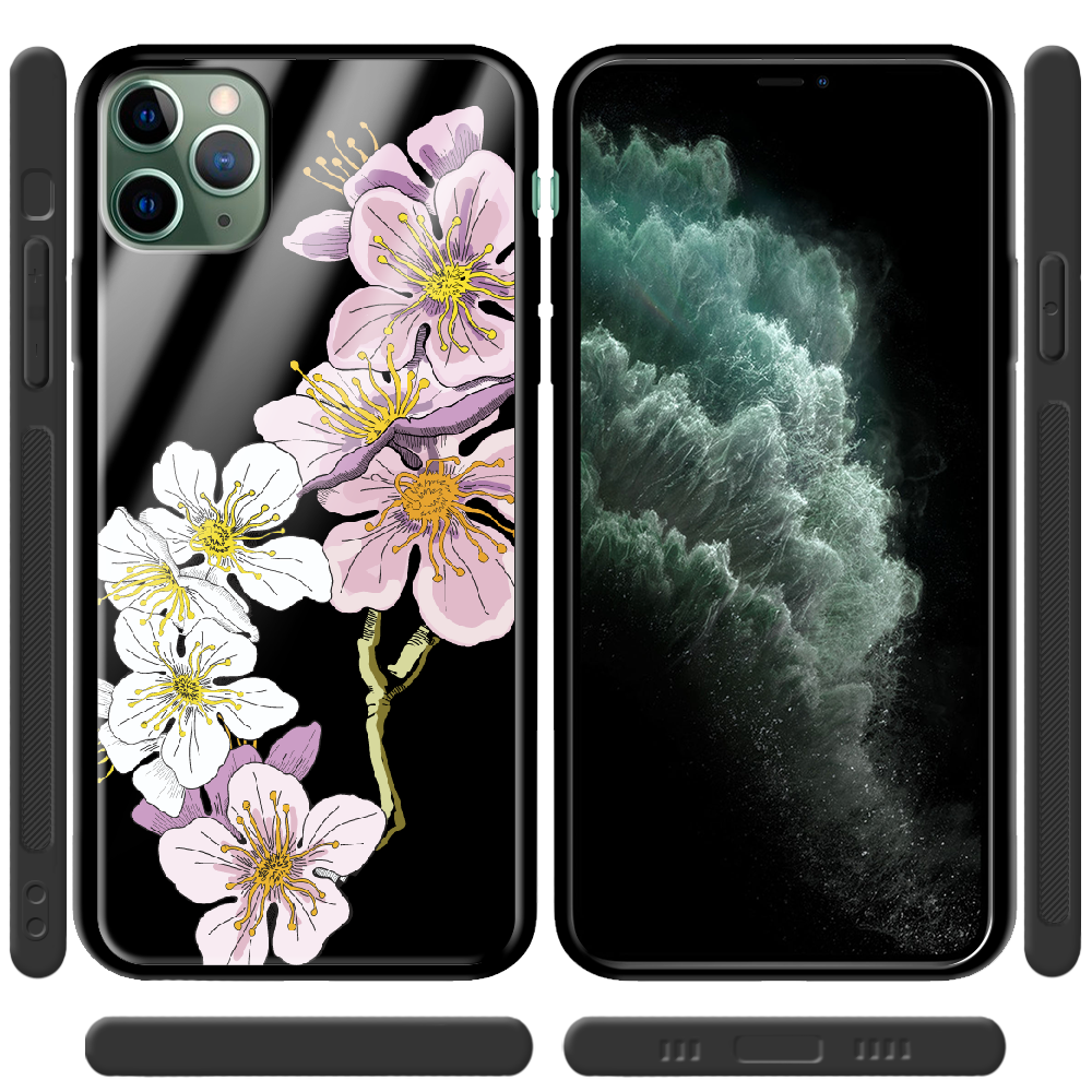 Чехол Boxface iPhone 11 Pro Max Cherry Blossom Черный силикон со стеклом (38194-cc4-38347) - фото 2