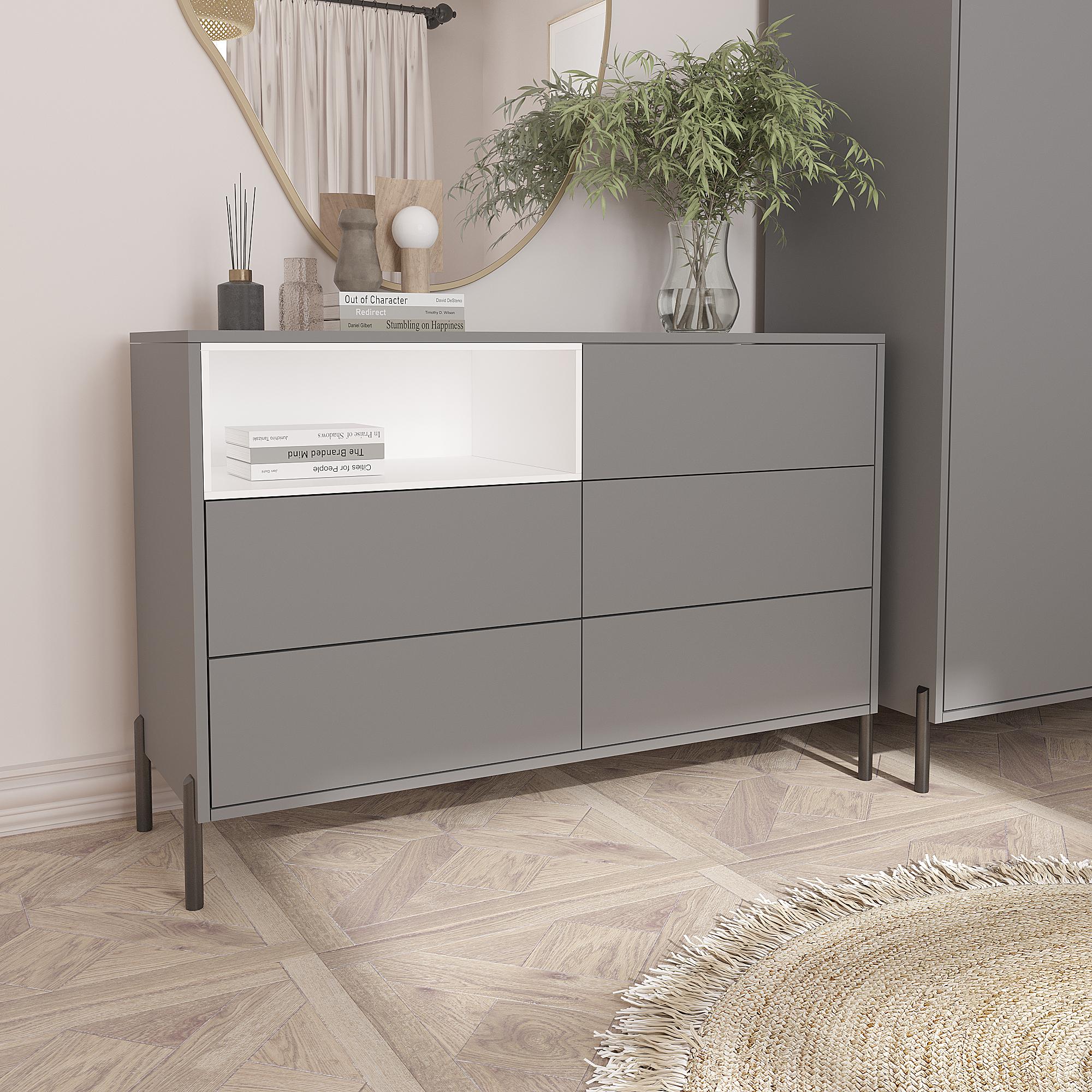 Комод Норді на ножках КМ-2 Норді 800х1200х400 мм Антрацит/Білий