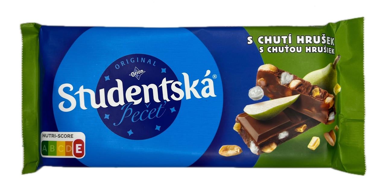 Шоколад Studentska молочный с арахисом, желе и грушей 170 г