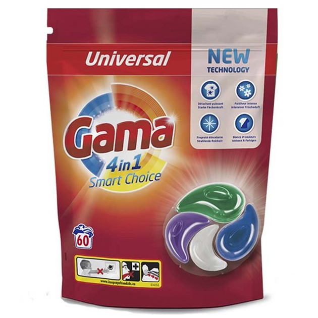 Капсули для прання Gama Universal 4в1 60 шт. (1975670921)