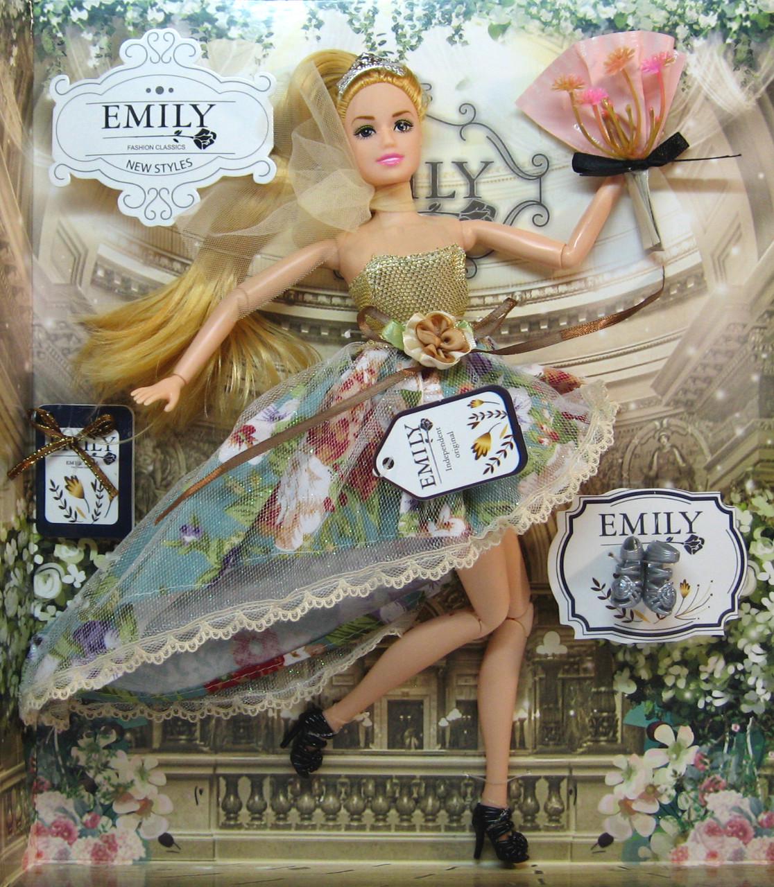 Кукла шарнирная Emily QJ078D с букетом