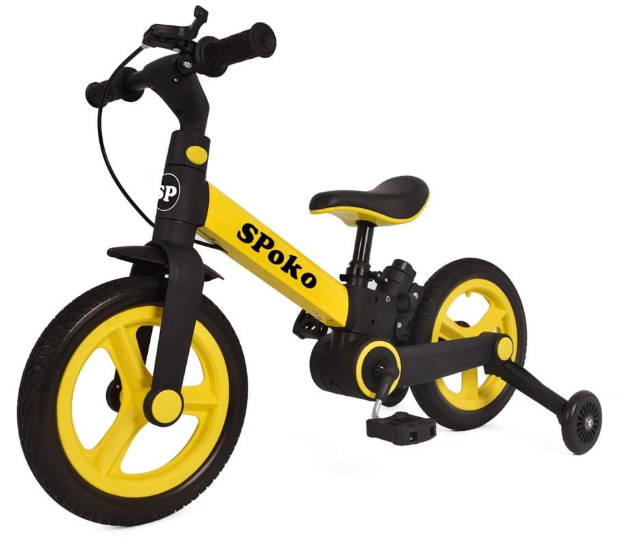 Биговел-велосипед Spoko SP-150 3в1 трасформер с родительской ручкой Черно-желтый (6980)