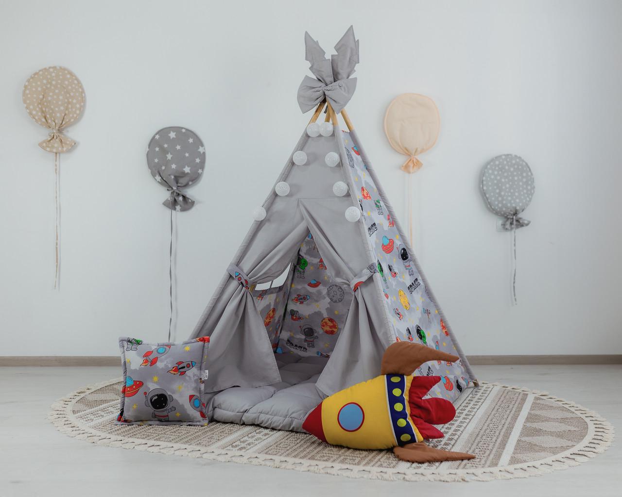 Вігвам дитячий Космос із килимком бон бон