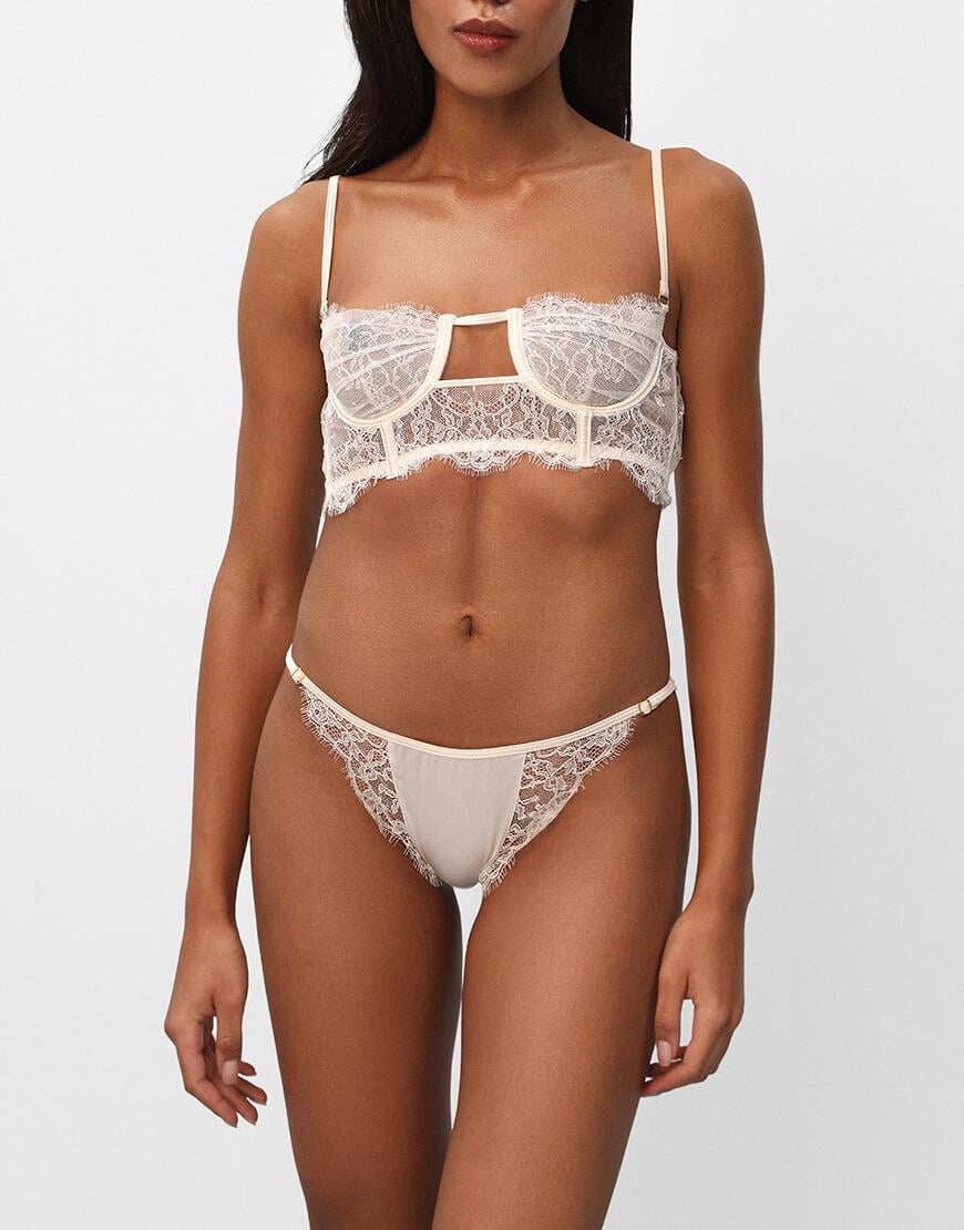 Бюстьє з мережива і шовку жіноче PEACH PEACH LINGERIE айворі 75C