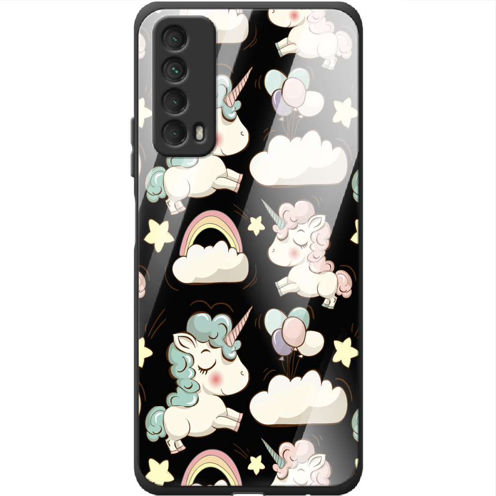 Чехол Boxface Huawei P Smart 2021 Unicorns Черный силикон со стеклом (41133-cc2-41802)