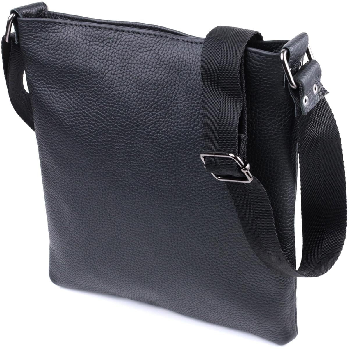 Мужская сумка через плечо Shvigel Bag 22850 из натуральной кожи Черный