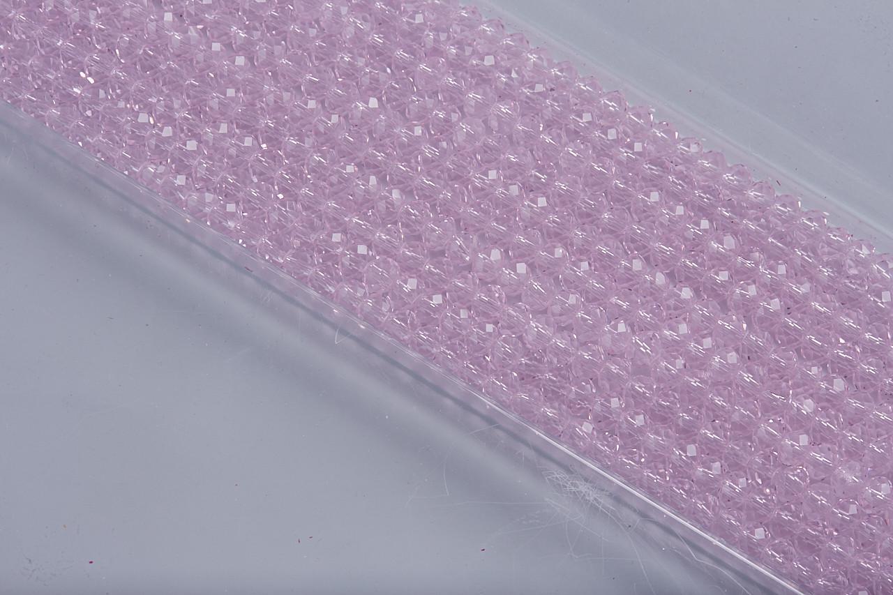 Бусины хрустальные на нитке в форме ронделя с огранкой 2,5х2 мм 170 шт. Розовый/Прозрачный (БС0202а25)