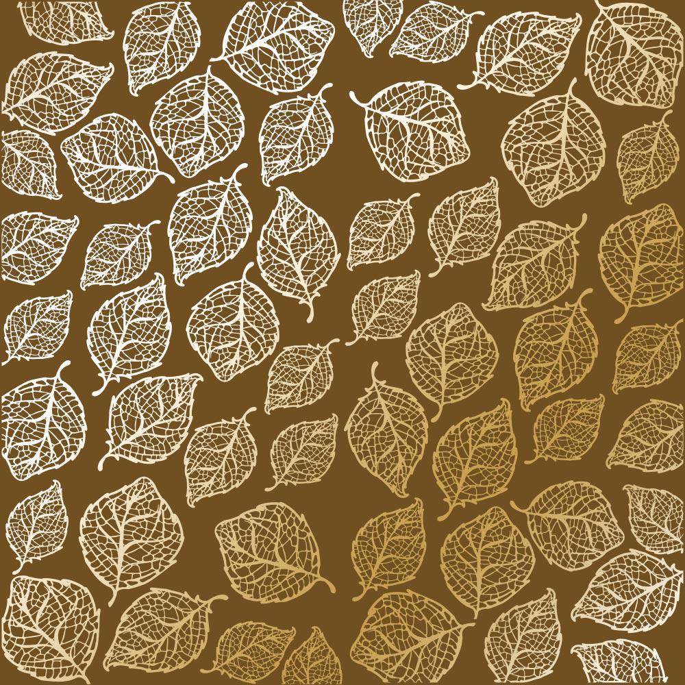 Лист бумаги односторонний Golden Delicate Leaves с фольгированием 30,5х30,5 см Milk Chocolate