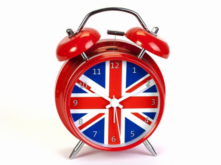 Часы настольные ретро Британский флаг с будильником 16 см Red (108412)