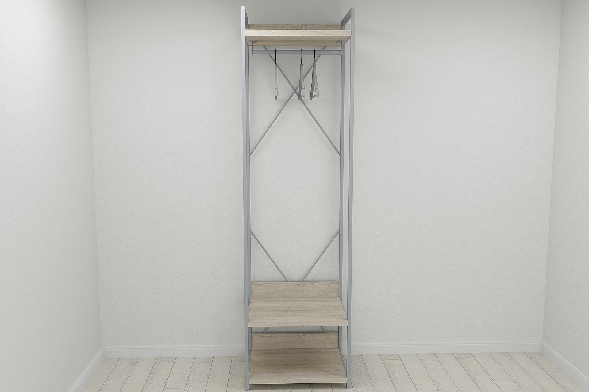Шкаф-гардероб Ferrum-decor Коннект Уни секция 1 металл/ДСП 32 мм 220x60x50 см Серый/Дуб Сонома (FRD-104505)