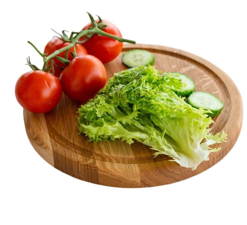 Доска разделочная деревянная BVD45 круглая для нарезки овощей с желобом диаметром 25 см (1002)