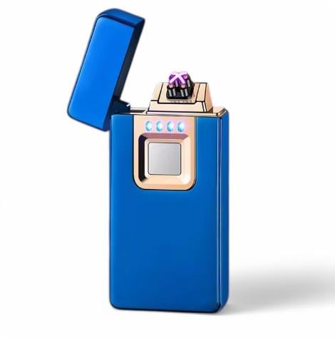 Электроимпульсная зажигалка USB Lighter HL-707 с перекрестной молнией и индикатором заряда Blue (25393771)