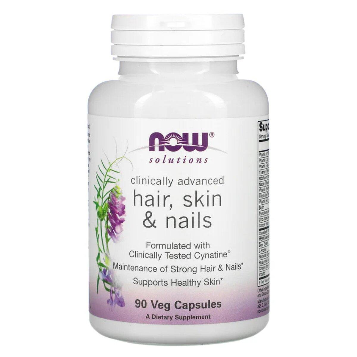 Витамины для кожи волос и ногтей Hair Skin & Nails Now Foods 90 вегетарианских капсул (NF3373)