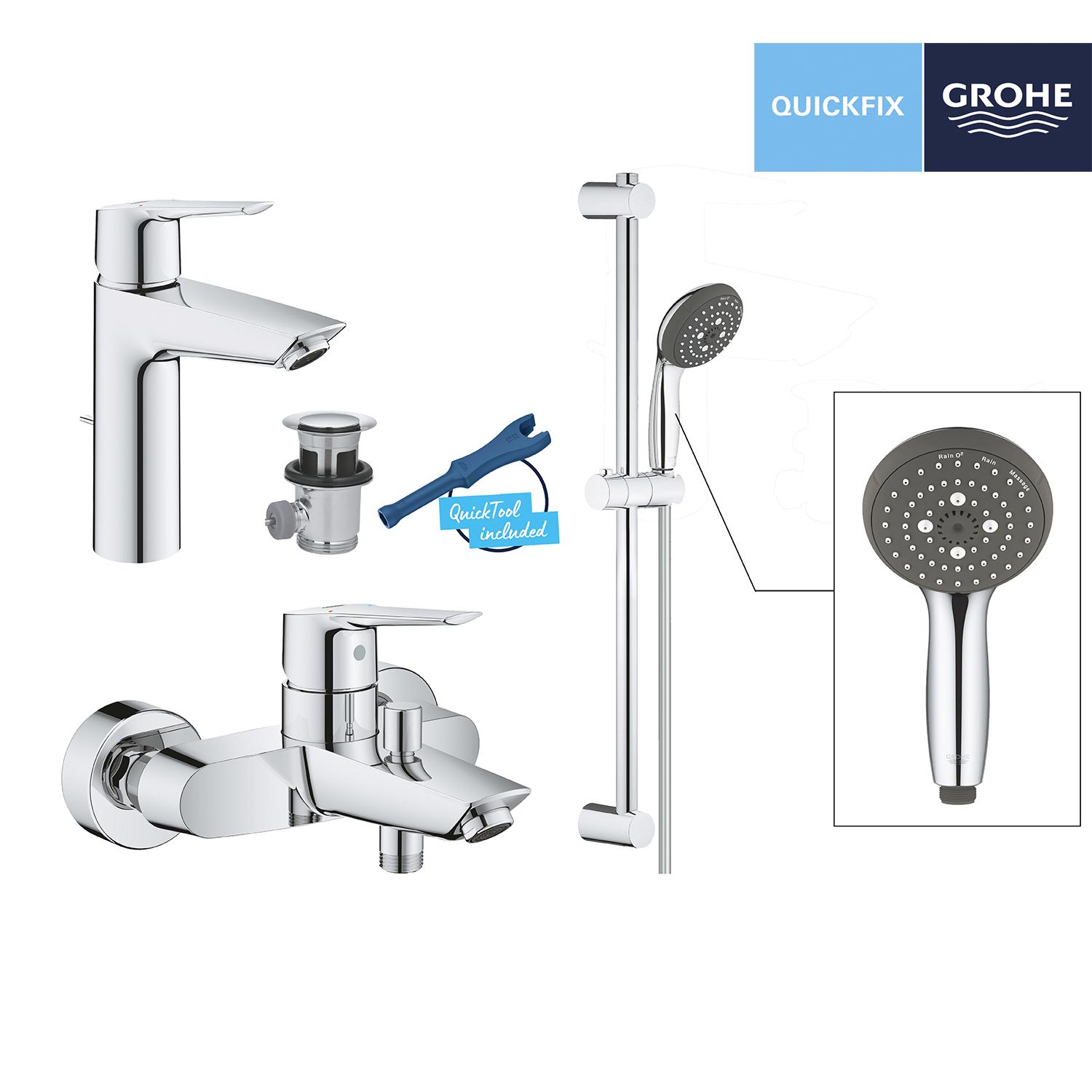 Набор смесителей для ванной комнаты Grohe QuickFix Start M-Size UA202301MQ 3в1 (1015) - фото 10