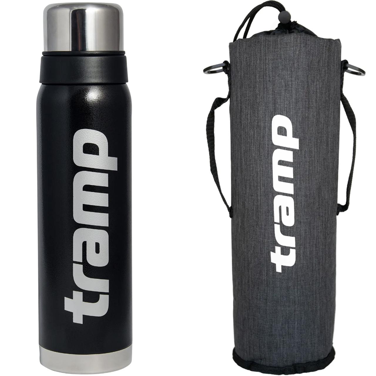 Комплект термос для напитков с термочехлом Tramp expeditio из нержавеющей стали держит 24 ч. 0,9 л (UTRC-027-black)