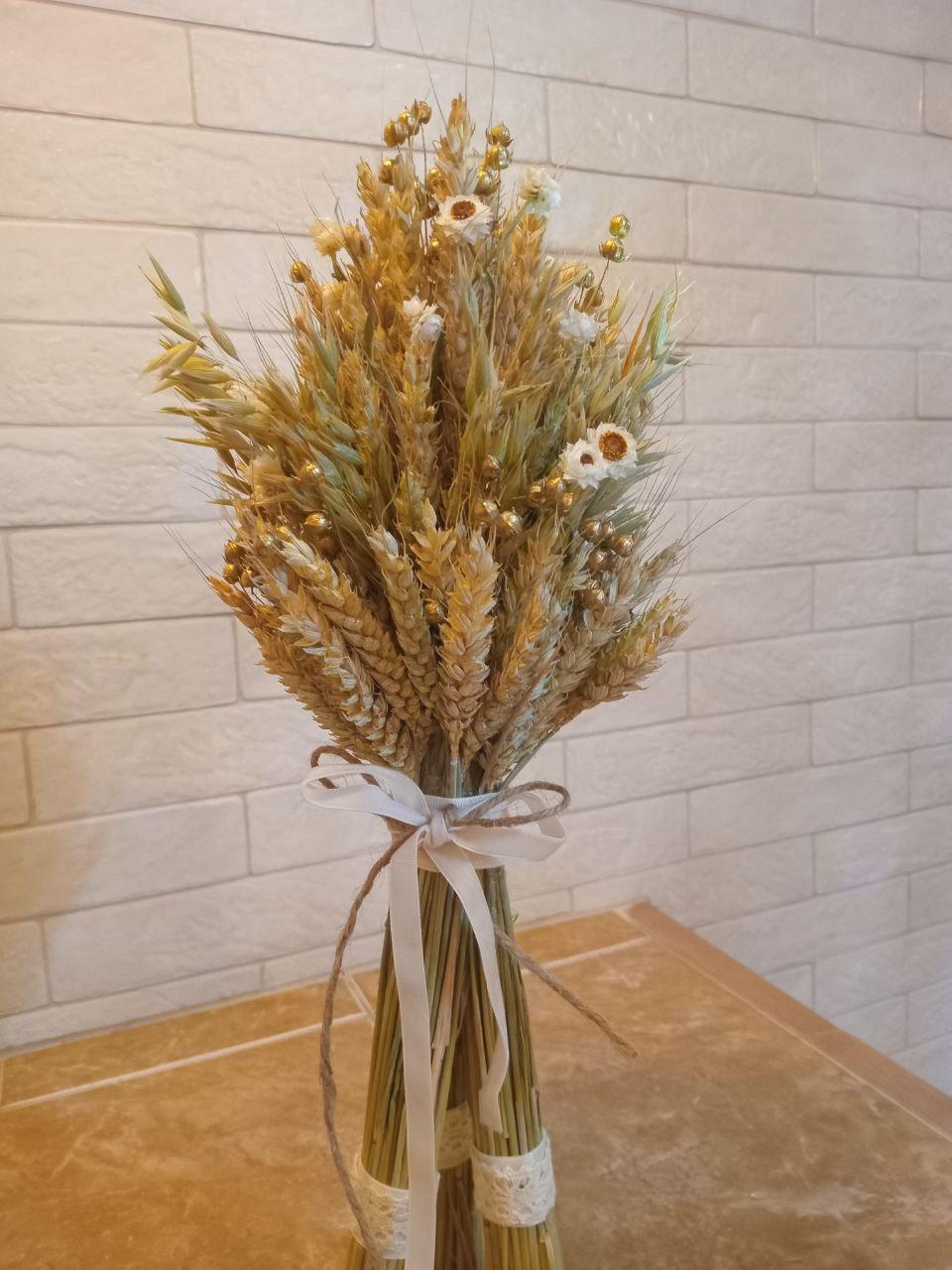 Дидух рождественский из колосья пшеницы/льна и овса на трех ножках 40-45 см с белой лентой (2814661741) - фото 8 Дидух рождественский из колосья пшеницы/льна и овса на трех ножках 40-45 см с белой лентой (2814661741) - фото 8