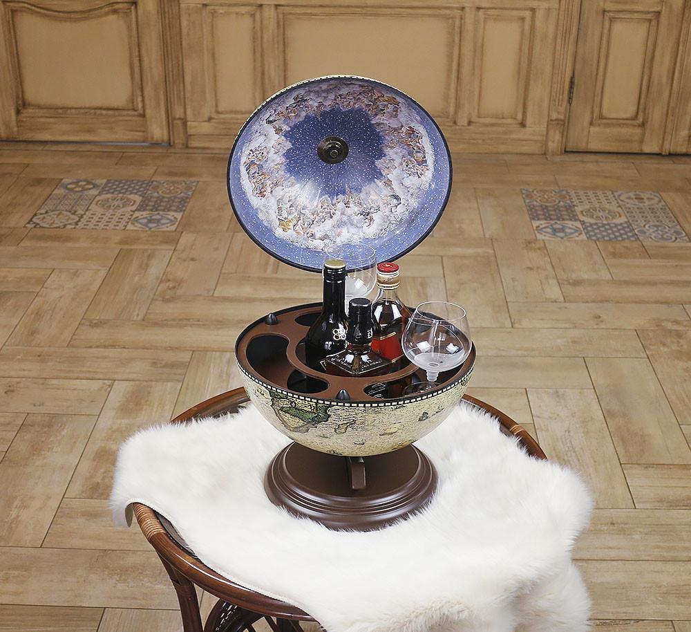 Минибар настольный Гранд Презент Глобус Карта мира 33 см Кремовый (33002NCG33)