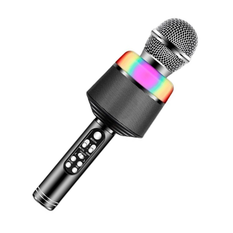 Беспроводной портативный Bluetooth караоке микрофон с диско-подсветкой Черный Q-008