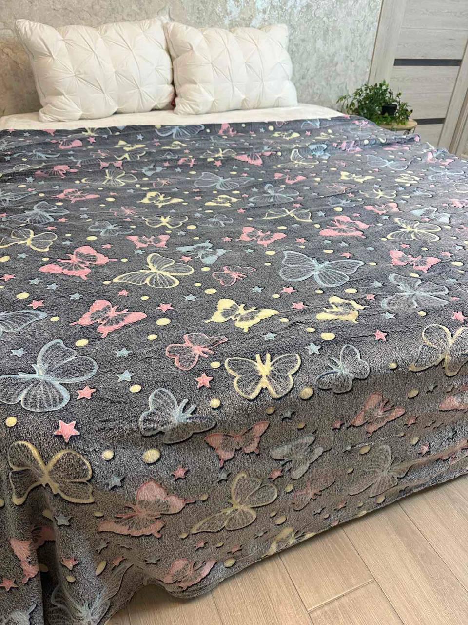 Плед з мікрофібри Метелики євро 200х220 см Графіт (П4К-al-ncuk-002)