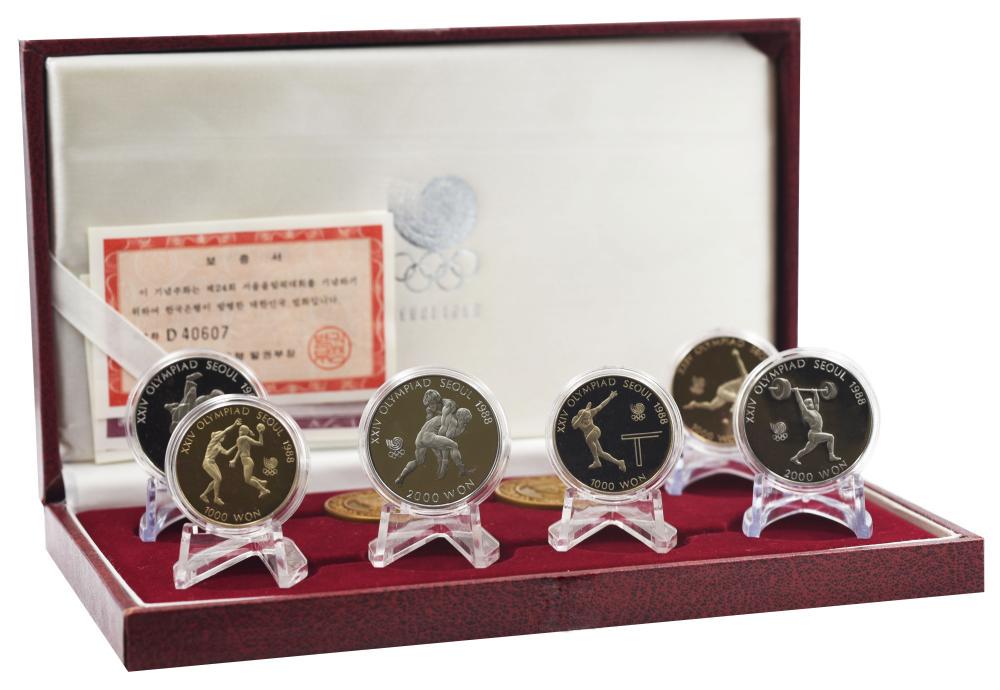 Колекційні монети Південна Корея 6 шт. 1988 Proof 1000/2000 вон XXIV літні Олімпійські ігри в Сеулі 1988 (М22542)
