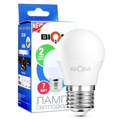 Світлодіодна лампа Biom BT-564 G45 7 W E27 4500К матова