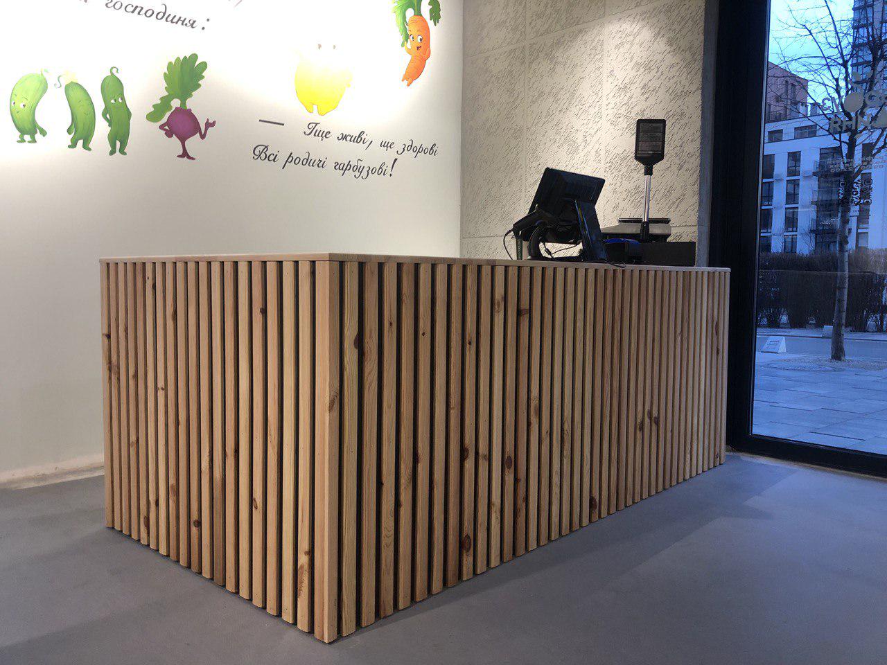 Прилавок з дерева касова зона Hoil покритий масло-воском безбарвним сосна 200х100 см (2127052976)