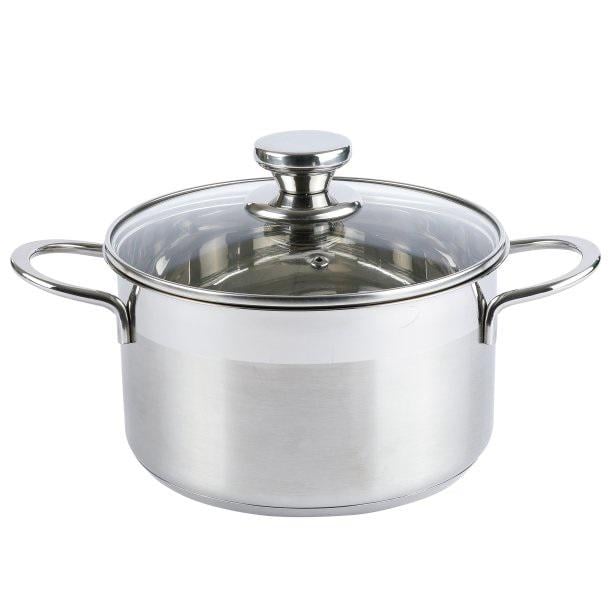 Каструля зі скляною кришкою Axentia Brilliant d 18 см 2,5 л з нержавіючою сталі 10 см (135940)