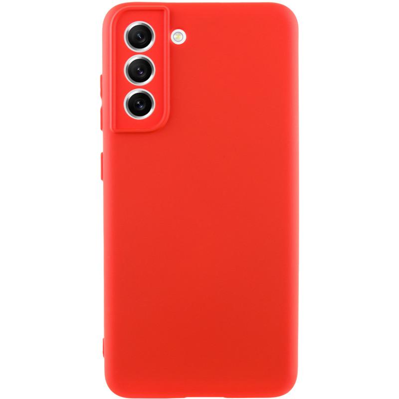 Противоударный чехол TPU GETMAN Liquid Silk Full Camera для Samsung Galaxy S21 FE Красный / Red
