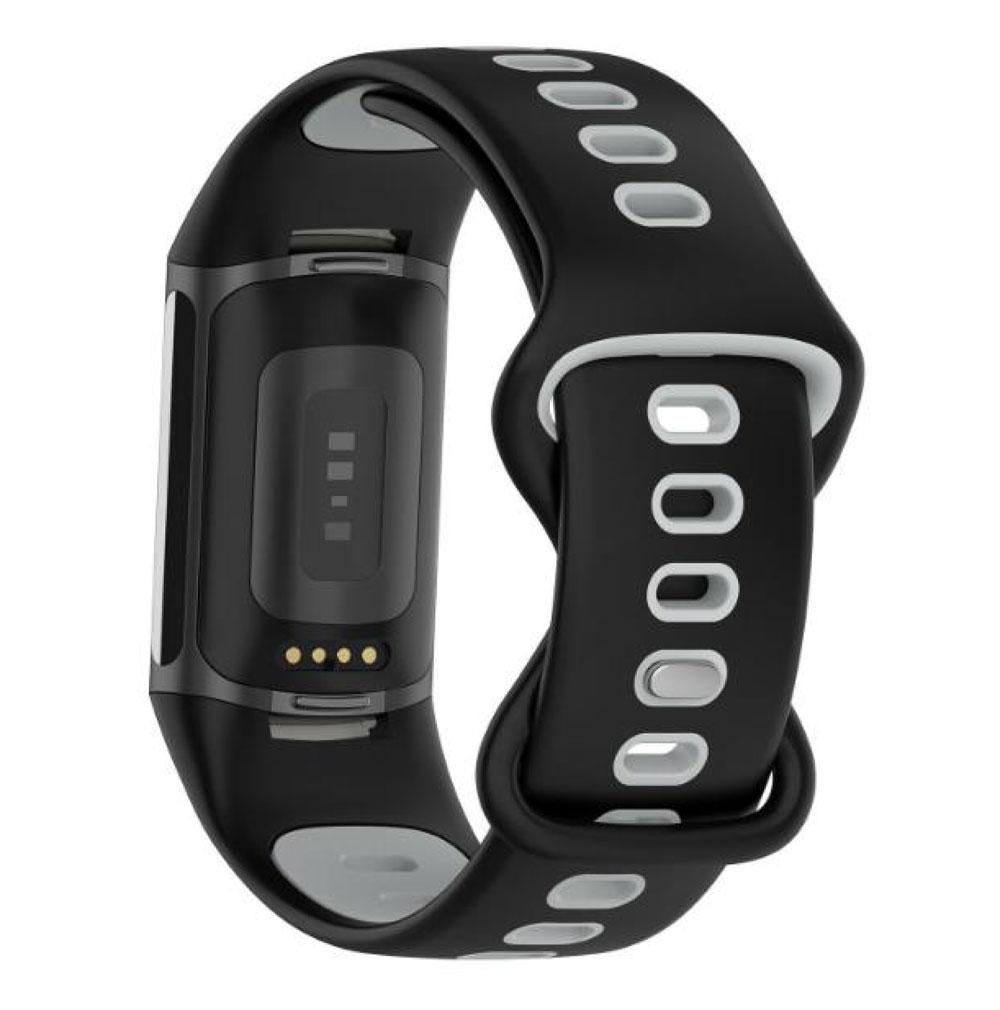 Ремешок силиконовый Primolux Sport для фитнес браслета Fitbit Charge 5 M Black/Grey - фото 4 Ремешок силиконовый Primolux Sport для фитнес браслета Fitbit Charge 5 M Black/Grey - фото 4
