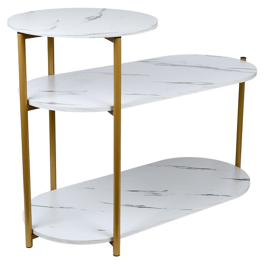 Журнальний стіл Stenson M50272-W Мармур 85х40х62 см Білий із золотим (28745719)