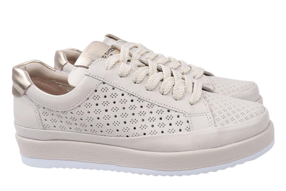 Кеди жіночі Alpino зі шкіри на низькому ходу на шнурівці р. 36 Молочний (315-21LTCP)