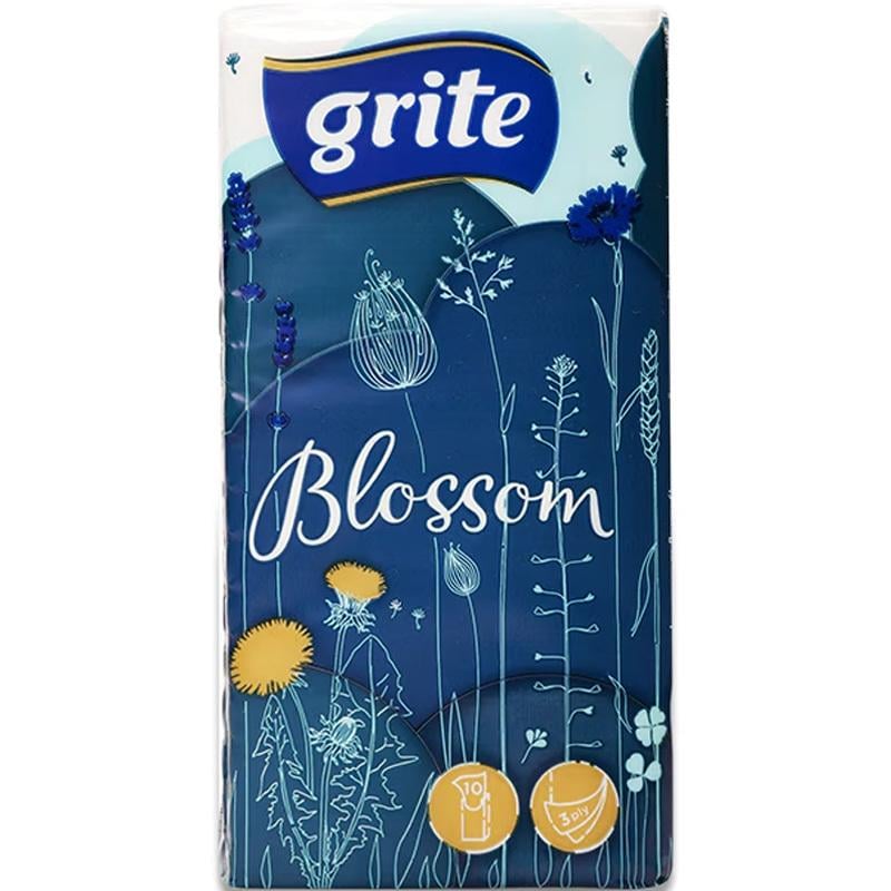 Платки бумажные трехслойные GRITE Blossom 10 шт. х 10 шт. (17851) Платки бумажные трехслойные GRITE Blossom 10 шт. х 10 шт. (17851)