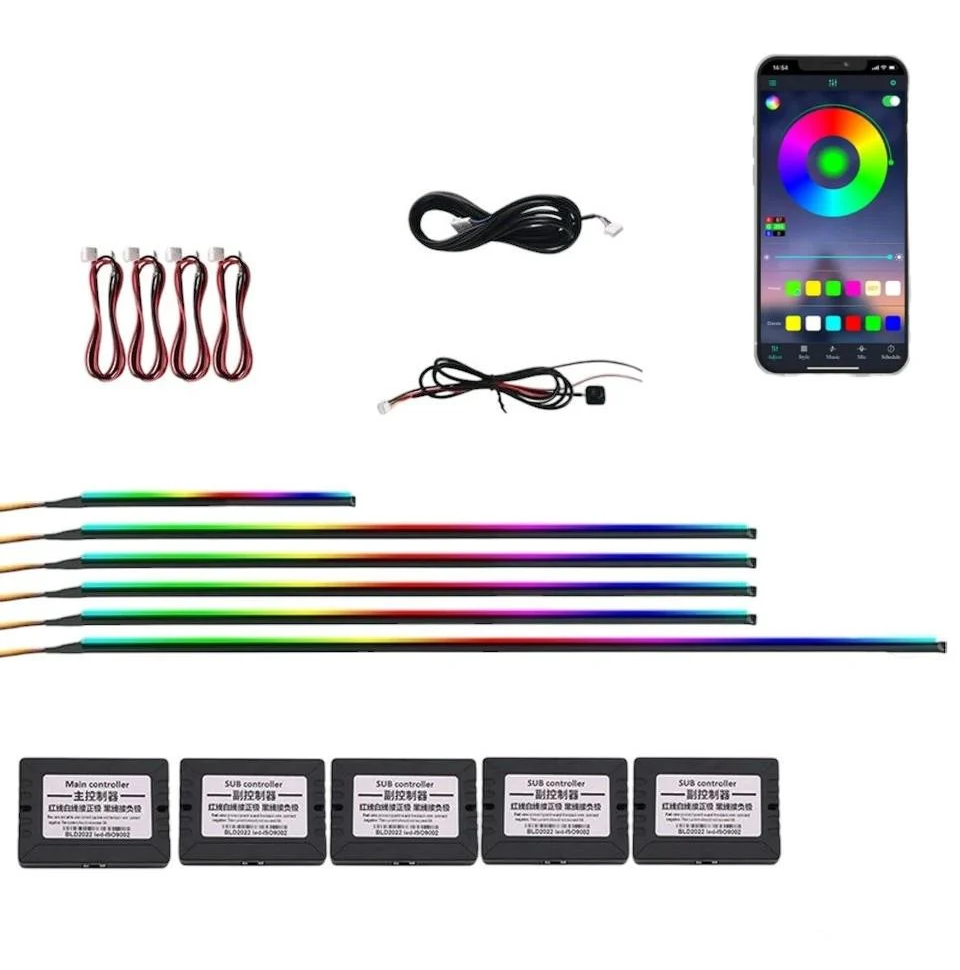 Підсвітка автомобільна в салон Ambient Rgb 6в1 багатобарвна стрічка в торпеду 12 В (4705) Підсвітка автомобільна в салон Ambient Rgb 6в1 багатобарвна стрічка в торпеду 12 В (4705)