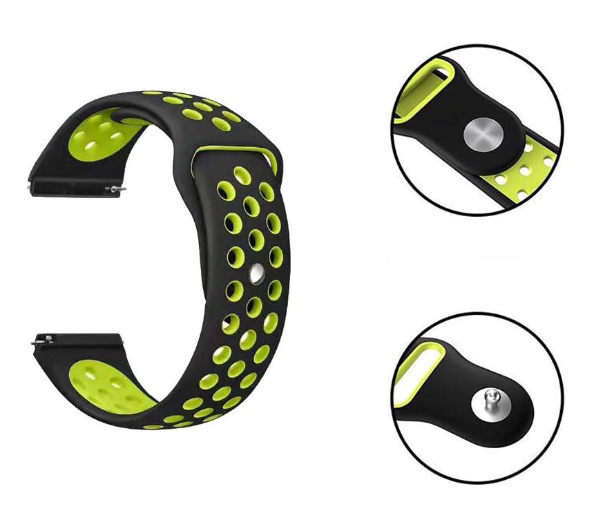 Спортивный ремешок Primolux Perfor Sport с перфорацией для часов Garmin Vivoactive 4 Black/Green (1274938079) - фото 3 Спортивный ремешок Primolux Perfor Sport с перфорацией для часов Garmin Vivoactive 4 Black/Green (1274938079) - фото 3