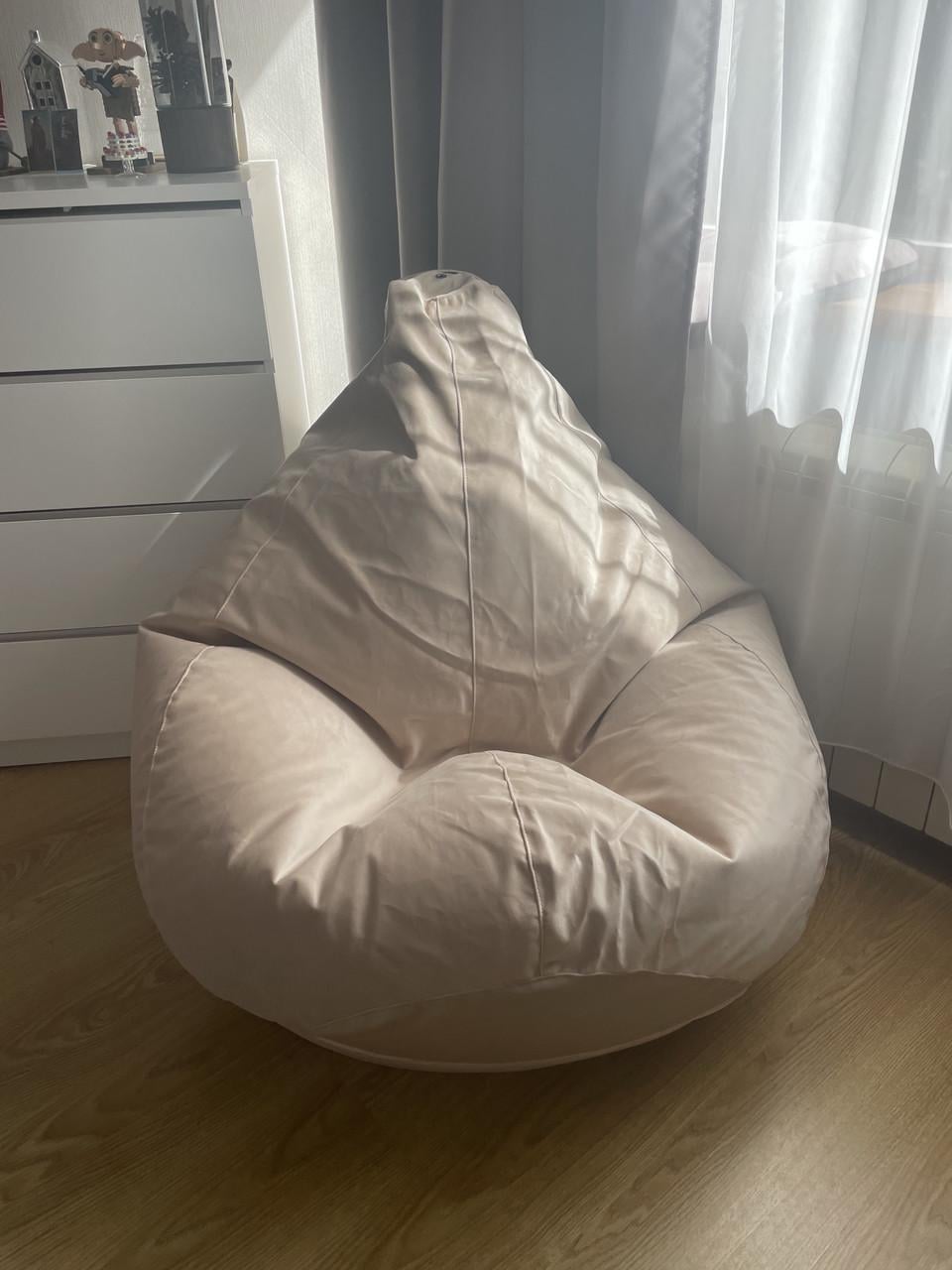 Бескаркасное кресло-мешок SkyPuff MEGA Груша Велюр Florida XXXL 160х120 см Beige (160125)
