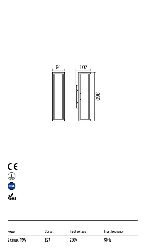 Бра вуличне Redo Vitra Ap E27 2X15 W Ip54 Bk 5.1.1 (9105) - фото 3