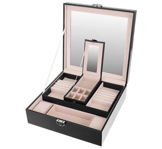 Скринька-органайзер для прикрас BeautyLushh з дзеркалом та ключем 25,5х25,5х30 см Чорний (27777814) - фото 4 Скринька-органайзер для прикрас BeautyLushh з дзеркалом та ключем 25,5х25,5х30 см Чорний (27777814) - фото 4