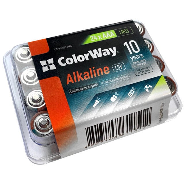 Батарейки СolorWay Alkaline Power лужні AAA 24 шт. plastic box