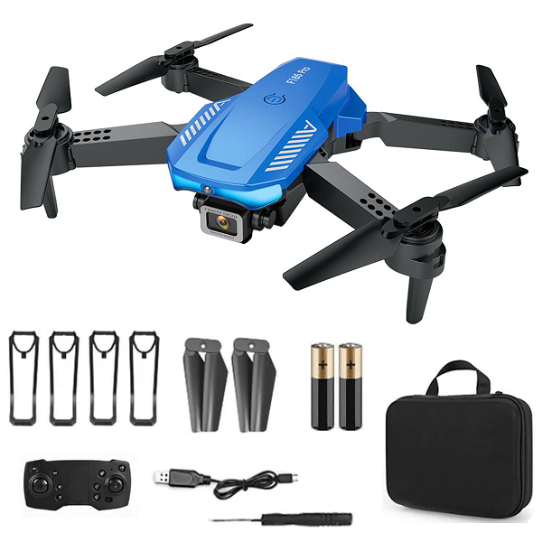 Квадрокоптер ZFR F185 PRO с 4K и HD камерами Барометр Blue (d329)