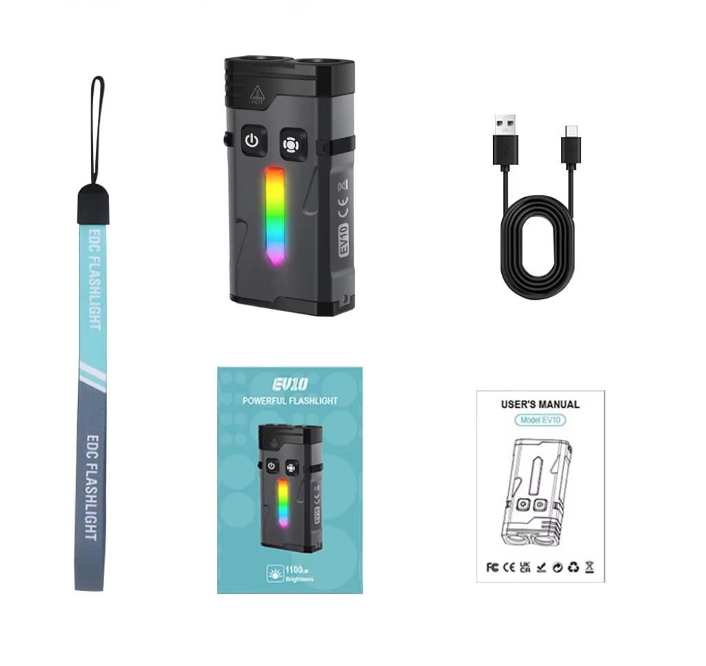 Брелок-ліхтарик Boruit EV10 EDC RGB Light 1100LM з магнітом Type-C заряджання (25438792) - фото 4 Брелок-ліхтарик Boruit EV10 EDC RGB Light 1100LM з магнітом Type-C заряджання (25438792) - фото 4