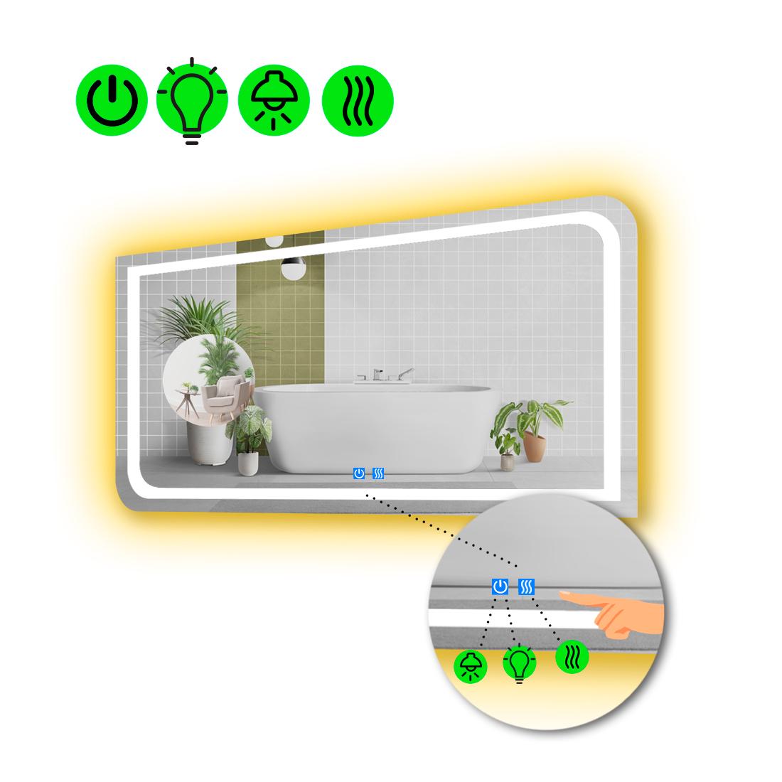 Зеркало с LED подсветкой Noemi с двумя сенсорами и подогревом 90x60 см (8775897) Зеркало с LED подсветкой Noemi с двумя сенсорами и подогревом 90x60 см (8775897)