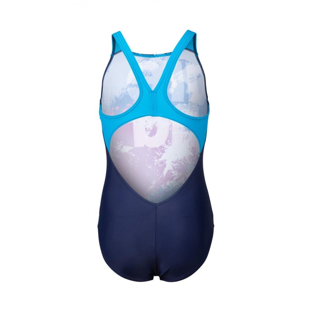 Купальник закритий для дівчаток Arena WAVES BREAKING SWIMSUIT V BACK 140 см Блакитний/Фіолетовий (006681-780 140) - фото 2