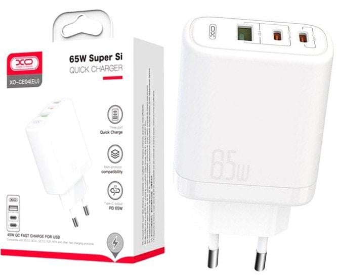 Зарядка быстрая Xo CE04 PD45W QC 2 Type C/USB White (36821)