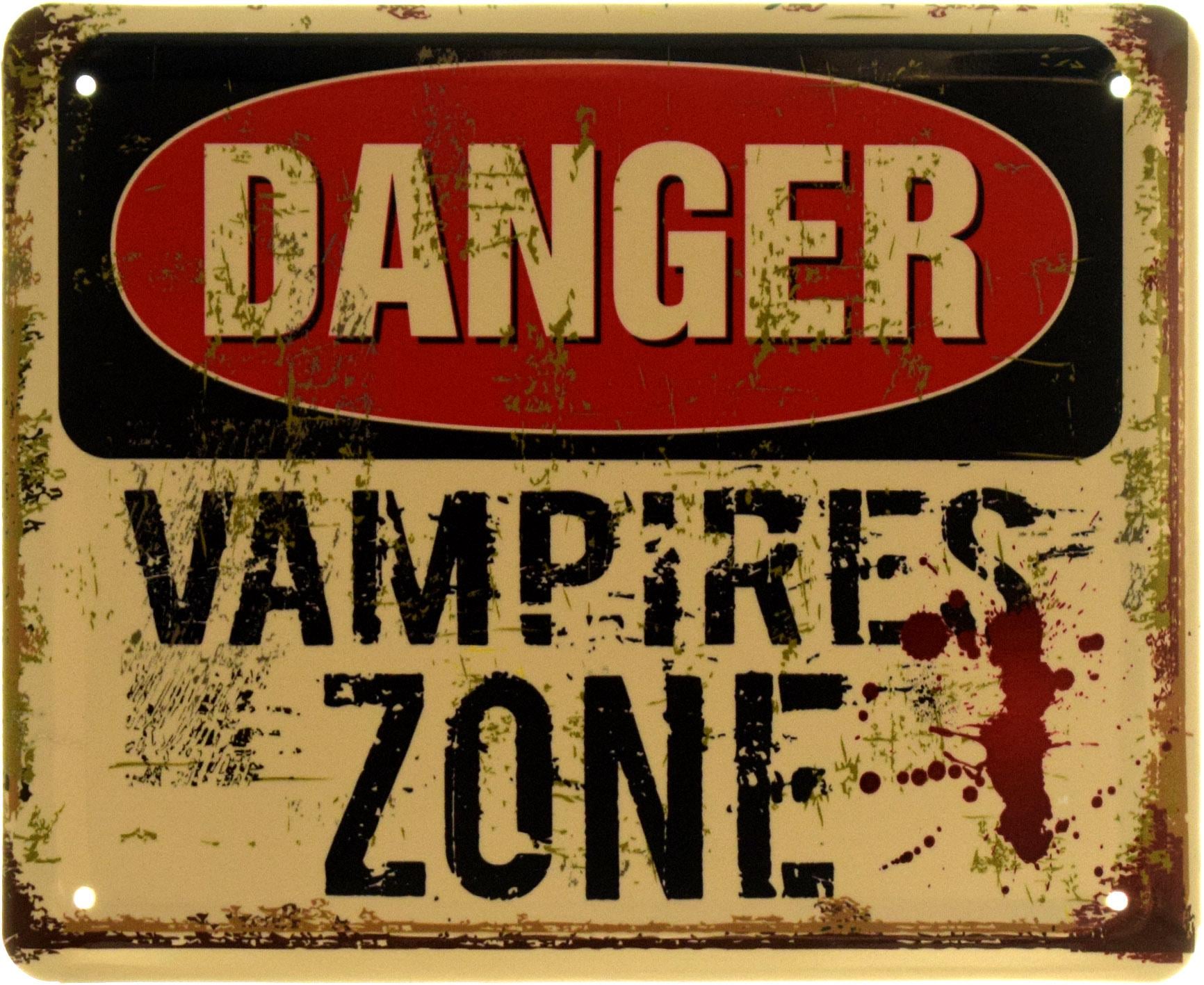 Табличка металлическая "Danger Vampires Zone" 18x22 см (ms-103967) Табличка металлическая "Danger Vampires Zone" 18x22 см (ms-103967)