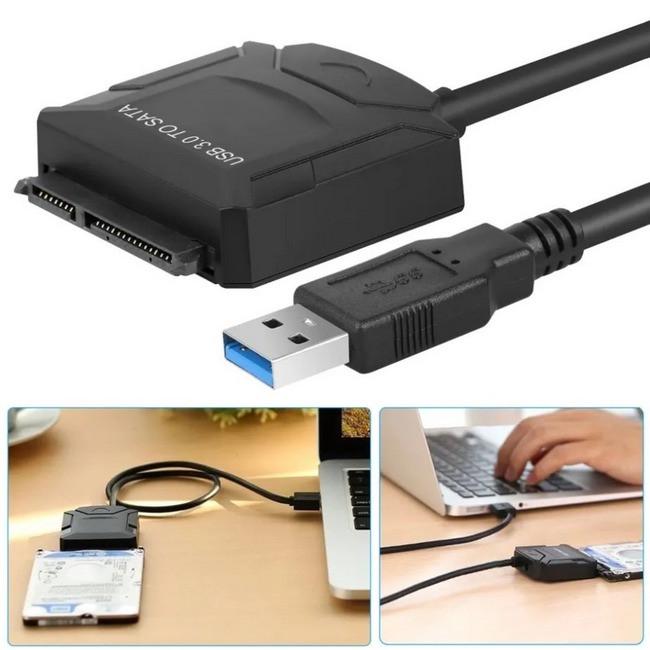 Перехідник на жорсткий диск USB 3,0-SATA 2,5/3,5 HDD SSD до 5 Гбіт/с з блоком живлення (020053) - фото 4