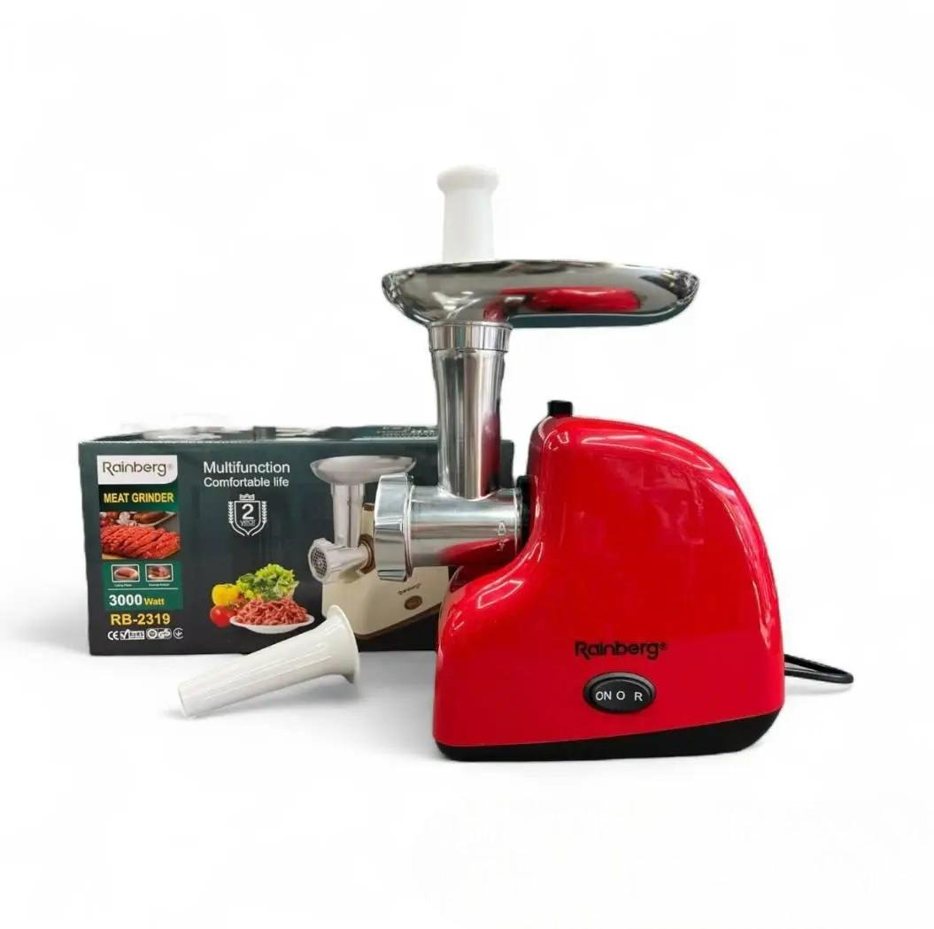 М'ясорубка з реверсом Rainberg RB-2319 3000 Вт електрична Червоний (GR-05082) М'ясорубка з реверсом Rainberg RB-2319 3000 Вт електрична Червоний (GR-05082)