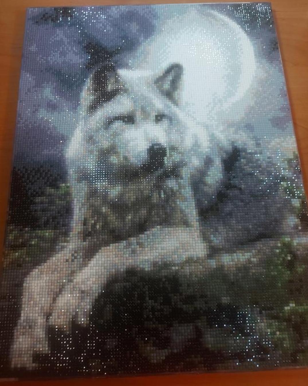Алмазная мозаика на подрамнике Diy Волк над луной 30x40 см (klw-TN503)